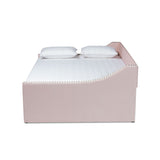 Raphael Modern and Contemporary Pink Velvet Fabric Upholstered Queen Size Daybed with Trundle