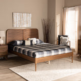 Kassidy Classic and Traditional Walnut Brown Finished Wood Queen Size Platform Bed