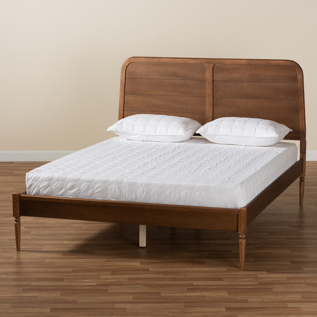 Kassidy Classic and Traditional Walnut Brown Finished Wood King Size Platform Bed
