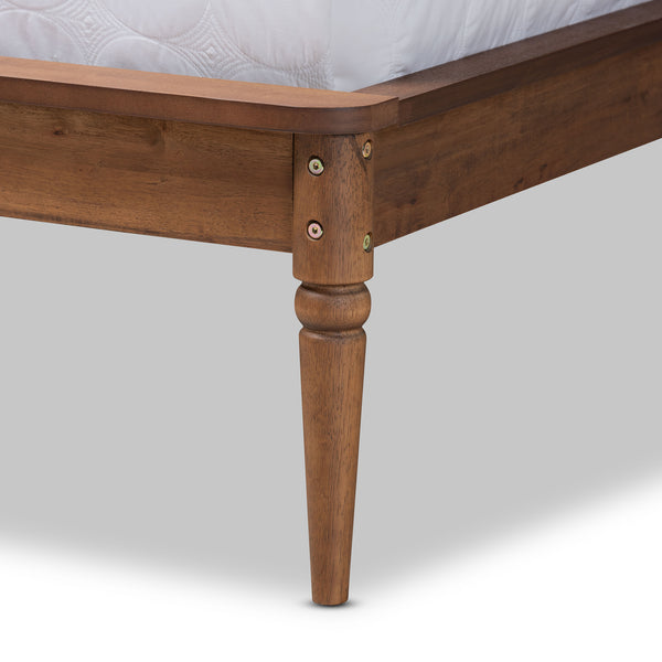 Abel Walnut Brown Finished Full Size Platform Bed with Spindle Headboard & Elegant Turned Legs