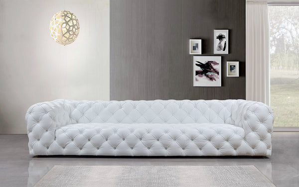 VIG Furniture Divani Casa Dexter Transitional White Full Italian Leather 4 Seater Sofa VGCA114-FL-WHT
