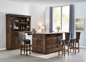 ECI Furniture Manchester Back Bar & Hutch Complete, Distressed Walnut  