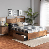 Saffron Modern and Contemporary Walnut Brown Finished Wood King Size 4-Drawer Platform Storage Bed