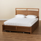 Saffron Modern and Contemporary Walnut Brown Finished Wood King Size 4-Drawer Platform Storage Bed