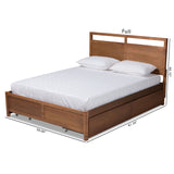 Saffron Modern and Contemporary Walnut Brown Finished Wood King Size 4-Drawer Platform Storage Bed