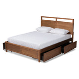 Saffron Modern and Contemporary Walnut Brown Finished Wood King Size 4-Drawer Platform Storage Bed