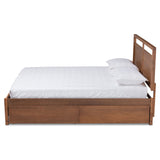 Saffron Modern and Contemporary Walnut Brown Finished Wood Queen Size 4-Drawer Platform Storage Bed