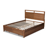 Saffron Modern and Contemporary Walnut Brown Finished Wood King Size 4-Drawer Platform Storage Bed