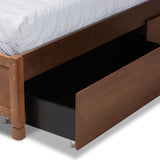 Saffron Modern and Contemporary Walnut Brown Finished Wood Queen Size 4-Drawer Platform Storage Bed