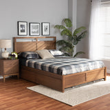 Saffron Modern and Contemporary Walnut Brown Finished Wood Queen Size 4-Drawer Platform Storage Bed