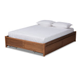 Yara Modern and Contemporary Walnut Brown Finished Wood Queen Size 4-Drawer Platform Storage Bed Frame