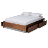 Yara Modern and Contemporary Walnut Brown Finished Wood King Size 4-Drawer Platform Storage Bed Frame