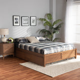 Yara Modern and Contemporary Walnut Brown Finished Wood King Size 4-Drawer Platform Storage Bed Frame