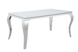Carone Contemporary Glass Top Dining Table White and Chrome