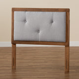 Abner Modern and Contemporary Transitional Fabric Upholstered and Walnut Brown Finished Wood Headboard