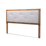 Abner Modern and Contemporary Transitional Fabric Upholstered and Walnut Brown Finished Wood Headboard