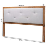 Abner Modern and Contemporary Transitional Fabric Upholstered and Walnut Brown Finished Wood Headboard