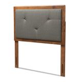 Abner Modern and Contemporary Transitional Fabric Upholstered and Walnut Brown Finished Wood Headboard