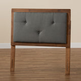 Abner Modern and Contemporary Transitional Fabric Upholstered and Walnut Brown Finished Wood Headboard