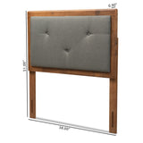 Abner Modern and Contemporary Transitional Fabric Upholstered and Walnut Brown Finished Wood Headboard