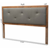 Abner Modern and Contemporary Transitional Fabric Upholstered and Walnut Brown Finished Wood Headboard