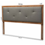 Abner Modern and Contemporary Transitional Fabric Upholstered and Walnut Brown Finished Wood Headboard