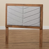 Baxton Studio Iden Modern and Contemporary Light Grey Fabric Upholstered and Walnut Brown Finished Wood Twin Size Headboard