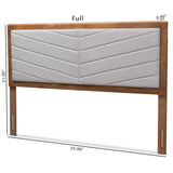 Iden Modern and Contemporary Light Grey Fabric Upholstered and Walnut Brown Finished Wood Full Size Headboard