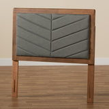 Iden Modern and Contemporary Dark Grey Fabric Upholstered and Walnut Brown Finished Wood Twin Size Headboard