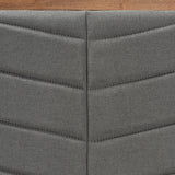 Iden Modern and Contemporary Dark Grey Fabric Upholstered and Walnut Brown Finished Wood Queen Size Headboard