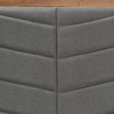 Iden Modern and Contemporary Dark Grey Fabric Upholstered and Walnut Brown Finished Wood King Size Headboard