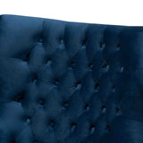 Baxton Studio Nelson Modern Luxe and Glam Navy Blue Velvet Fabric Upholstered and Gold Finished Metal Armchair 