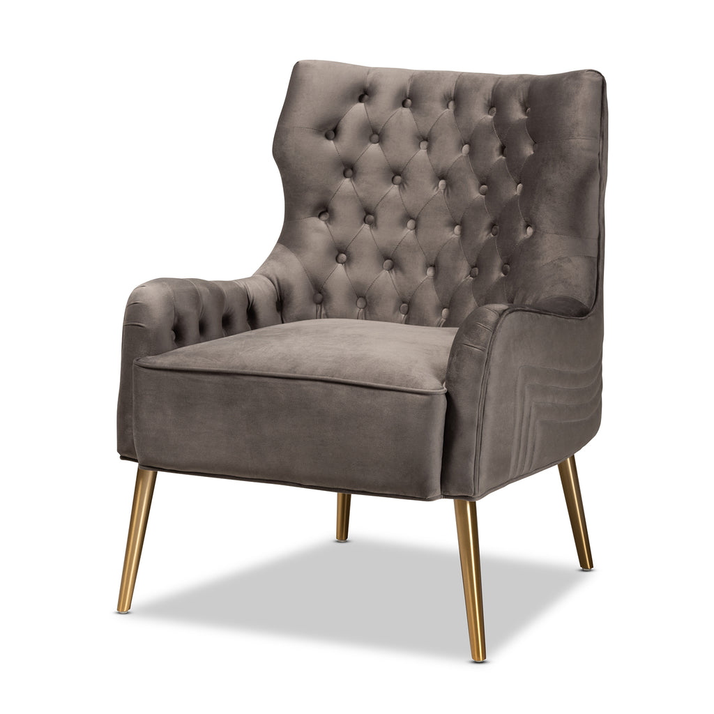 Nelson Modern Luxe and Glam Velvet Fabric Upholstered and Gold