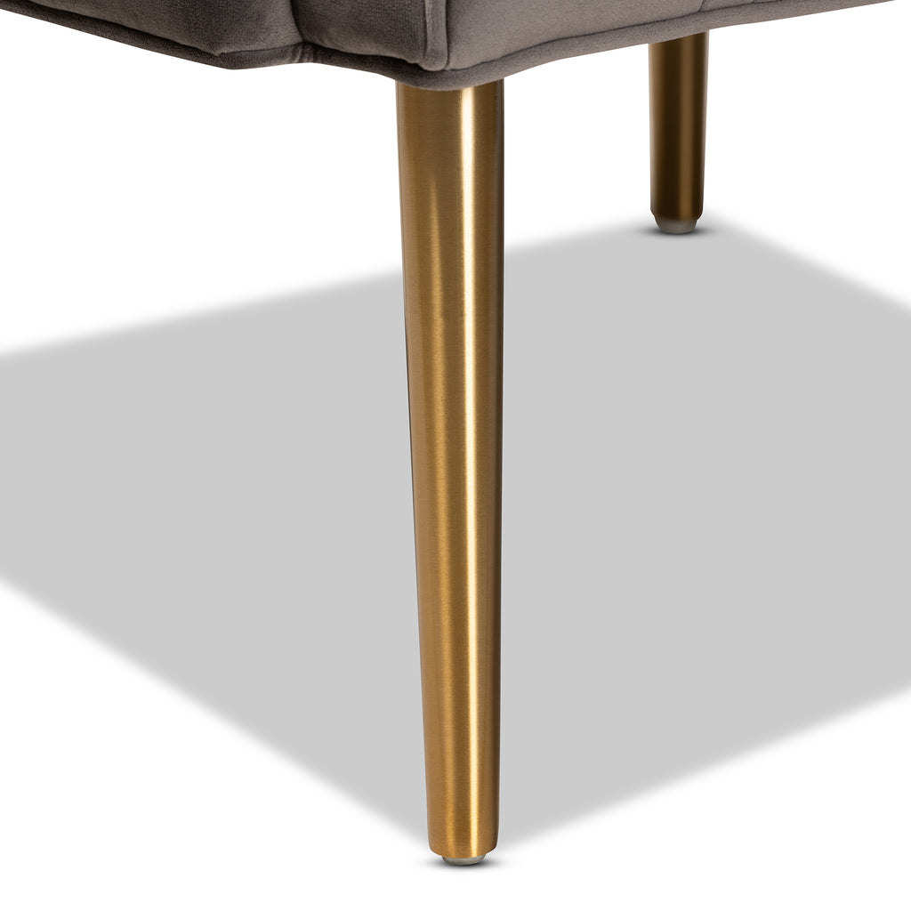 Baxton Studio Nelson Modern Luxe and Glam Grey Velvet Fabric Upholstered and Gold Finished Metal Armchair