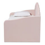 Baxton Studio Timila Modern and Contemporary Light Pink Velvet Fabric Upholstered Twin Size Daybed with Trundle