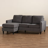 Baxton Studio Miles Modern and Contemporary Grey Fabric Upholstered Sectional Sofa with Left Facing Chaise