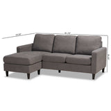 Baxton Studio Miles Modern and Contemporary Grey Fabric Upholstered Sectional Sofa with Left Facing Chaise