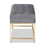 Baxton Studio Aliana Glam and Luxe Grey Velvet Fabric Upholstered and Gold Finished Metal Large Storage Ottoman 