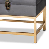 Baxton Studio Aliana Glam and Luxe Grey Velvet Fabric Upholstered and Gold Finished Metal Small Storage Ottoman 