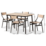 Carmen Modern and Contemporary Oak Brown Finished Wood and Dark Brown Metal 5-Piece Dining Set