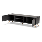 Kelson Modern and Contemporary Dark Grey and Gold Finished Wood TV Stand