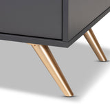 Kelson Modern and Contemporary Dark Grey and Gold Finished Wood TV Stand