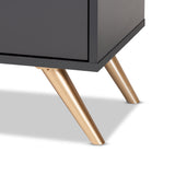 Kelson Modern and Contemporary Dark Grey and Gold Finished Wood 3-Door Shoe Cabinet