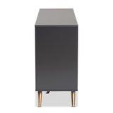 Kelson Modern and Contemporary Dark Grey and Gold Finished Wood 2-Door Sideboard Buffet