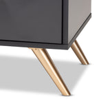 Kelson Modern and Contemporary Dark Grey and Gold Finished Wood 2-Drawer Nightstand