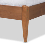 Lenora Mid-Century Modern Beige Fabric Upholstered and Walnut Brown Finished Wood King Size Platform Bed