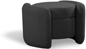 Horizon Boucle Fabric / Engineered Wood / Foam Contemporary Black Boucle Fabric Ottoman - 29" W x 22" D x 19" H