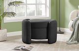 Horizon Boucle Fabric / Engineered Wood / Foam Contemporary Black Boucle Fabric Ottoman - 29" W x 22" D x 19" H