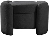 Horizon Boucle Fabric / Engineered Wood / Foam Contemporary Black Boucle Fabric Ottoman - 29" W x 22" D x 19" H