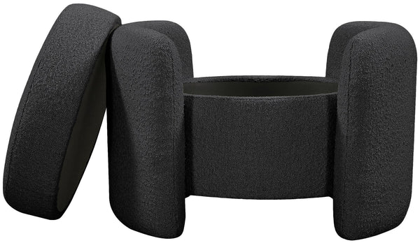 Horizon Boucle Fabric / Engineered Wood / Foam Contemporary Black Boucle Fabric Ottoman - 29" W x 22" D x 19" H